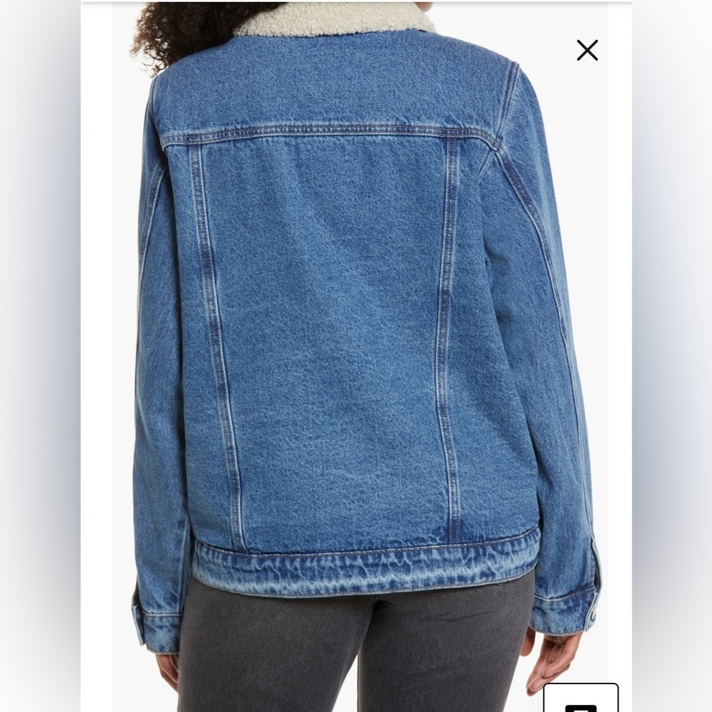 BP. Denim Oversized Trucker Jacket with Faux Shearling Collar Size XS (Women’s) - Picture 10 of 11